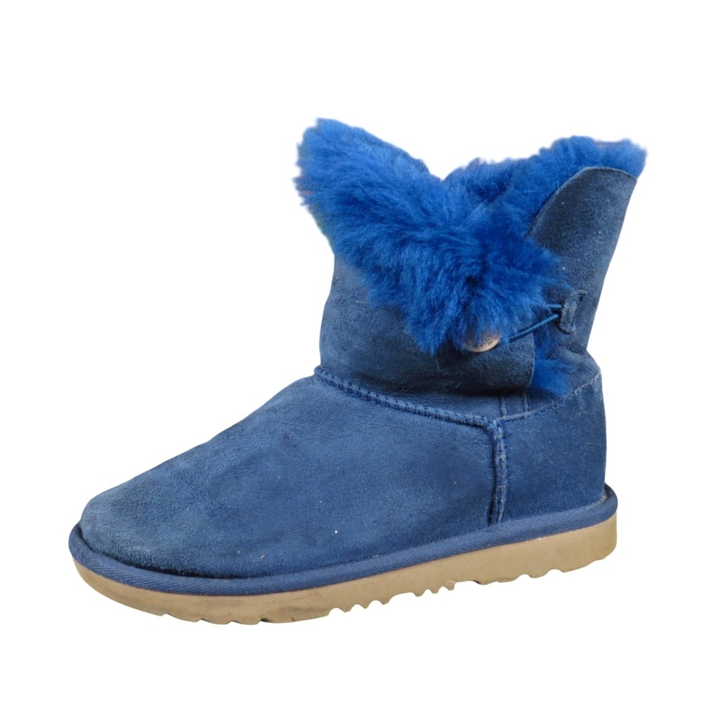 UGG Bailey Button Kids Winter Boots Size 3 Cold Weather Navy Blue Suede